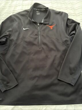 Nike Men’s Dark Gray Quarter-Zip Pullover with Orange Longhorn and White Swoosh
